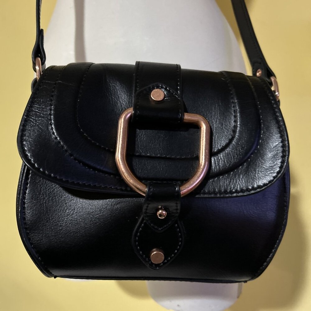 Abercrombie & Fitch Faux Leather Crossbody Purse Black Crossbody Copper - Picture 10 of 14